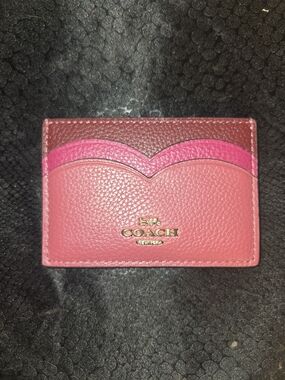 COACH Special Edition Pink Heart Shape Multi Leather Card Case